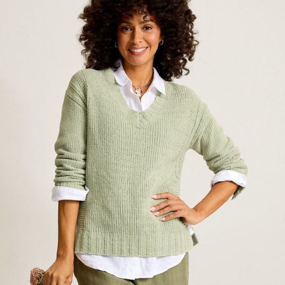 Tommy Bahama  Malibu Chenille V-Neck Sweater hushed pine size XS